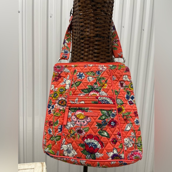 Vera Bradley Summer Crossbody Purse Peach Floral EUC Clean - Picture 7 of 11